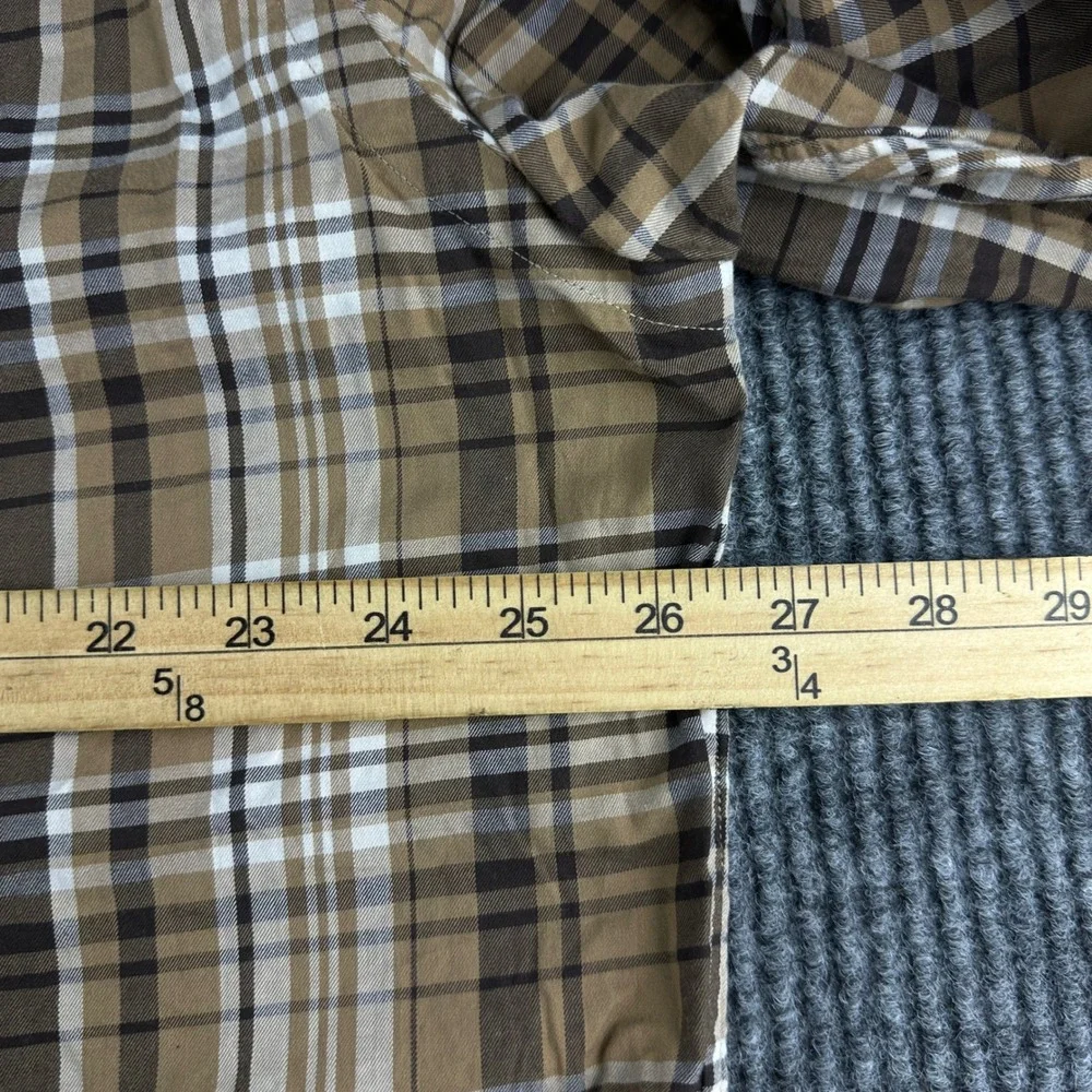 Polo Ralph Lauren Mens XXL Classic Fit Plaid‎ Button Down Shirt Brown Tan 2399